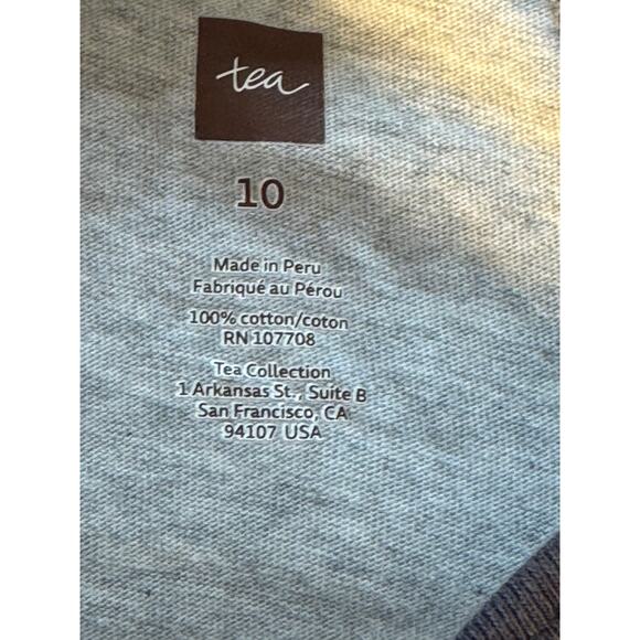 Tea Collection Girls Cat Tiger Tee T-Shirt Navy Gray Top Size 10 - Picture 4 of 4